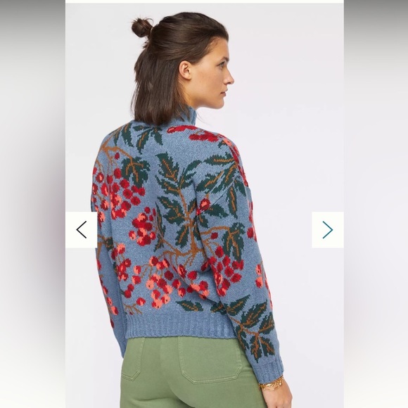 Anthropologie CECILIA PRADO Blossom Mock Neck Sweater In Blue XL NWT - Picture 3 of 8